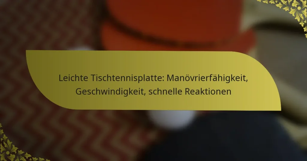 Leichte Tischtennisplatte: Manövrierfähigkeit, Geschwindigkeit, schnelle Reaktionen
