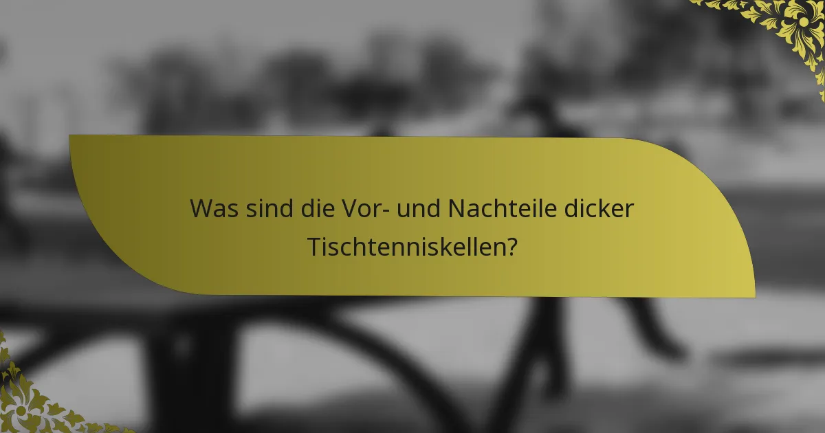 Was sind die Vor- und Nachteile dicker Tischtenniskellen?