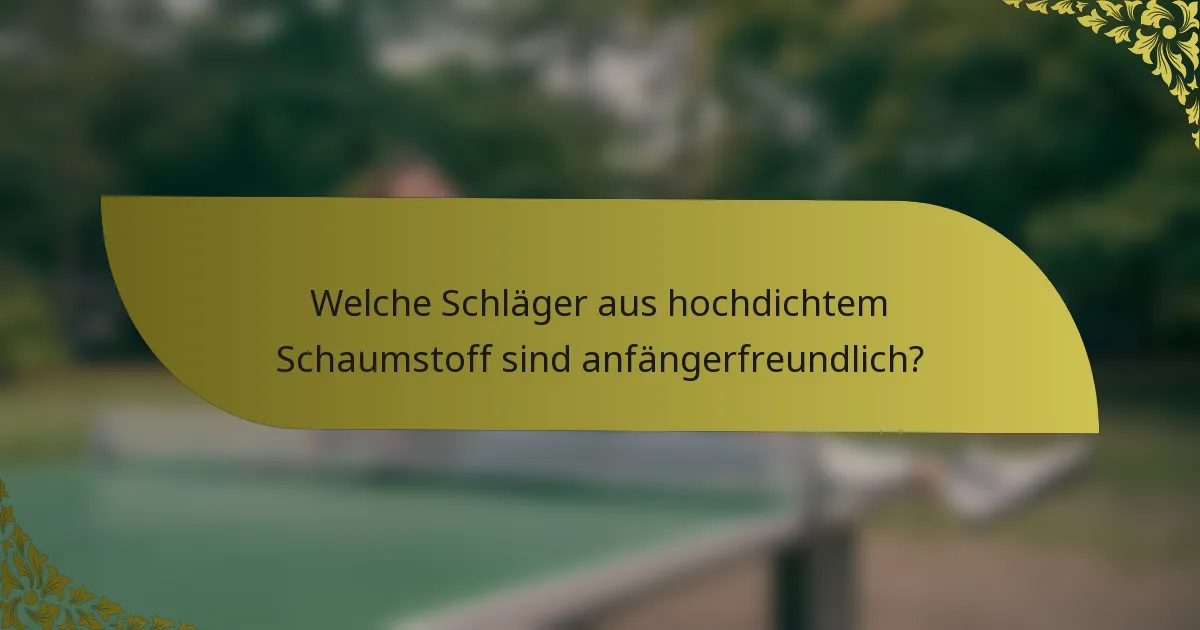 Welche Schläger aus hochdichtem Schaumstoff sind anfängerfreundlich?